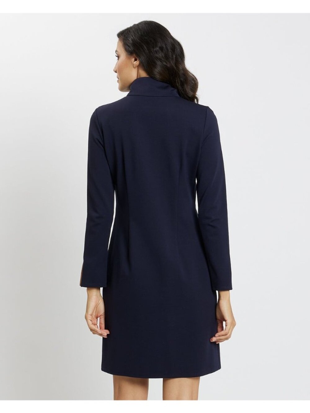 Jude Connally Anna Dress Jude Ponte XL Navy Blue Long Sleeves Quarter Zip Shift - Picture 11 of 11